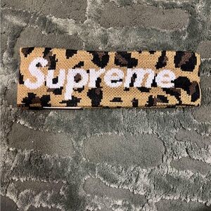 Supreme New Era Leopard Print Headband with White Logo